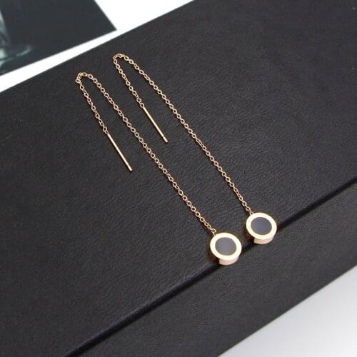 Vintage Simple Ear Line Long Earrings Chain For Women Rose Gold Color Jewelry Fashion Jewelry Long Drop Earrings Bijoux E301