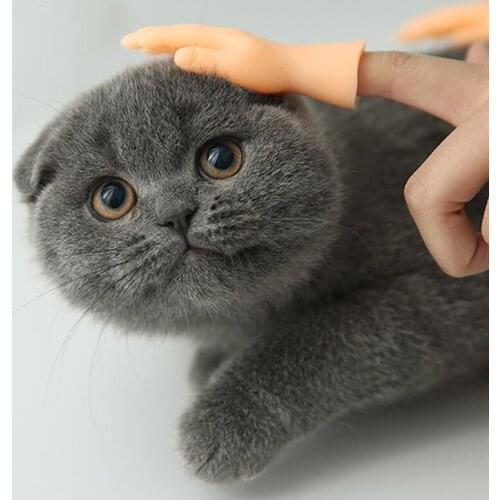 Funny Little Finger Silicone Gloves Cat Massage Tool Left and Right Hand Model Tiny Hands Cat Toy Finger Gloves KittenToy