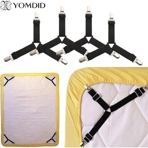 4PCS Bed Mattress Sheet Grippers Sheets Clips Straps Suspender Fastener Clips Baby Bedding sheets Grippers Black Sheet Clips