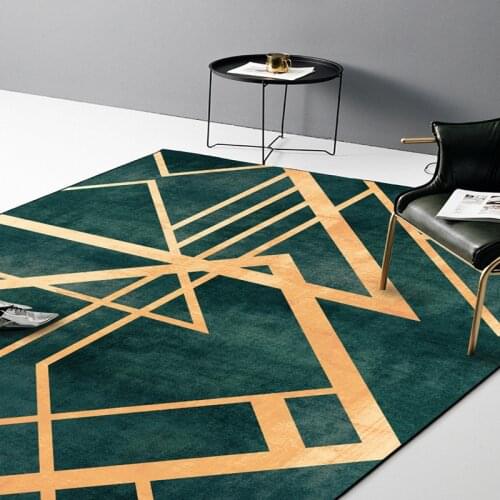 Green Marble Pattern Carpets Geometric Golden Striped Bedroom Living Room Area Rugs Parlor Decor Tapete Home Antiskid Floor Mats