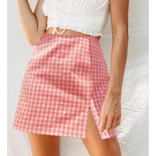 AIUJXK Summer High Waist Plaid Skirt Women 2021 New Arrival Fashion Korean Style Girl Slim Slip Mini Skirts Streetwear Jupes