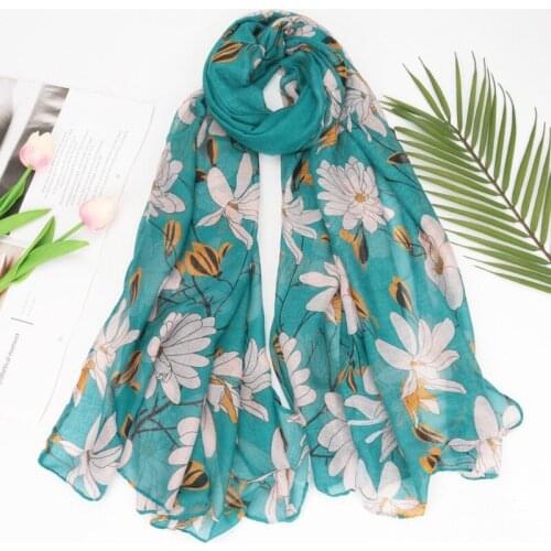 2020 New Flower Print Scarf Shawls Long Women floral Blossom Hijab Wrap 6 Color Free Shipping