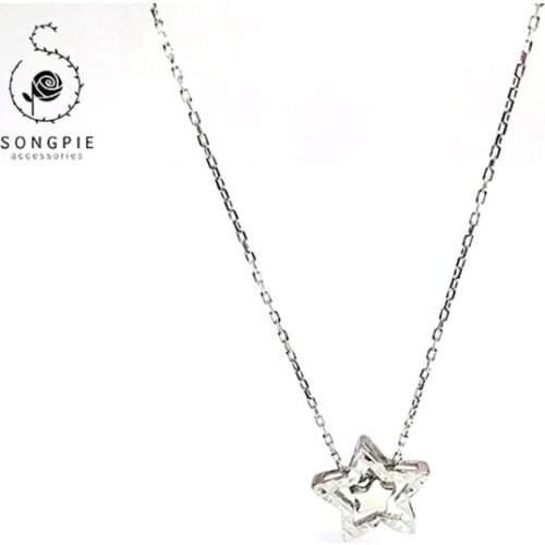 925 Sterling Silver Girls Shine Star Silver Necklace Clavicle Necklace 001840