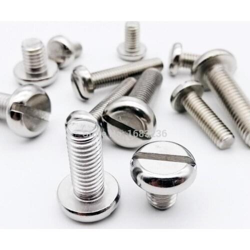 10/50pcs M3 M4 M5 M6 M8 304 A2-70 stainless steel GB67 Slotted Pan Head Round Head Screw Bolt length=4-60mm Diameter 3 4 5 6 8mm