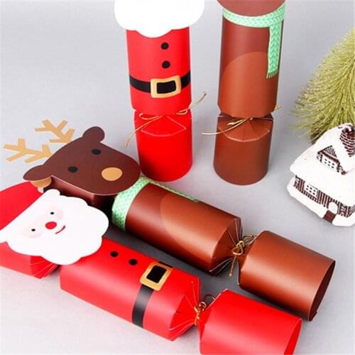 10 PCS Cute Santa Claus Elk Shaped Gift Boxes Christmas Candy Cookie Boxes Exquisite Christmas Party Events Present Package Case