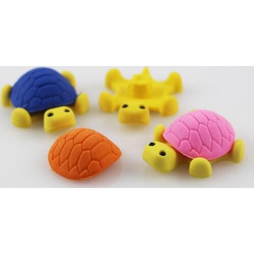 12 Pcs Turtle Cartoon Detachable Rubber Animal Eraser Wholesale Creative Student Supplies Prize Stationery for School
