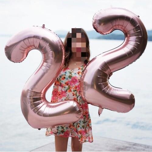 2pcs 30/40 inch Rose Gold Sliver Number Foil Balloon congratulate 13 18 21 30 40 years old adult birthday party decor supplies