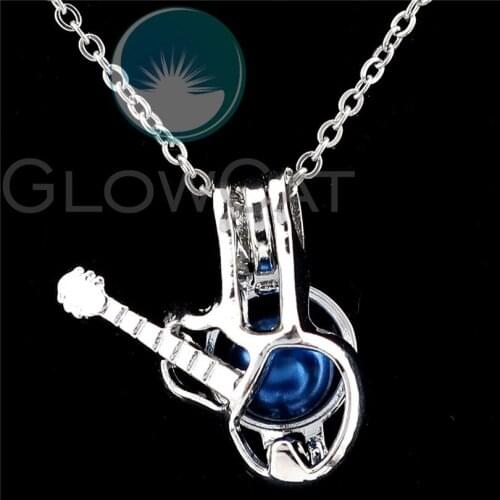 22mm Guitar Beads Cage Perfume Essential Oil Diffuser Pearl Cage Locket Necklace K1243