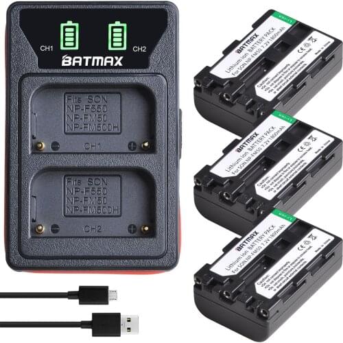 3-Pack NP-FM50 NP FM50 Rechargeable Camera Batteries& Dual USB Charger for Sony NP-FM51 NP-QM50 NP-FM30 NP-FM55H