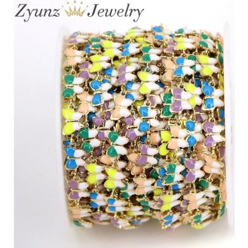 5 Meters, Colorful Necklace Bulk Chain Enamel Butterfly Chain for Bracelet Anklet Chain DIY Jewelry Making