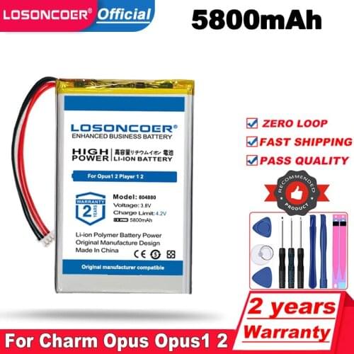 5800mAh 804880 Battery for Charm Opus Opus1 Opus2 Player 1 2 Li-Polymer Rechargeable Accumulator Replacement 4 Lines+Plug
