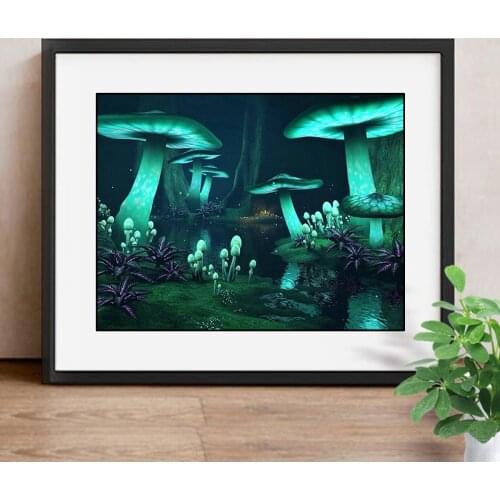 5D DIY Diamond Painting Cartoon Mushroom Full Dill Square Rhinestone Diamond Embroidery Mosaic Cartoon Home Decor Gift