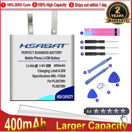 HSABAT 0 Cycle 400mAh PL332728V 332728 322728 Battery for Amazfit Smart Sports Watch 3 High Quality Replacement Accumulator