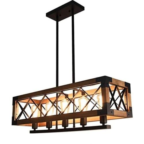 American Retro Industrial Wind Loft Wood Chandelier Vintage Creative Pendant Lamps Restaurant Living Room Bar Luminaire Lighting