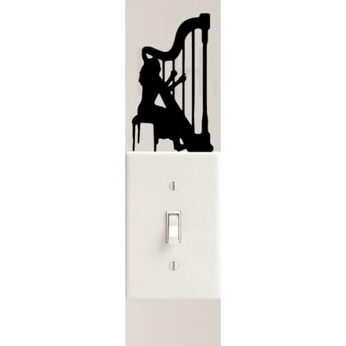 Harp Music Decal Vinyl Sticker Light Switch Girl Children Instrument Home Decor Car Window Laptop Sticker