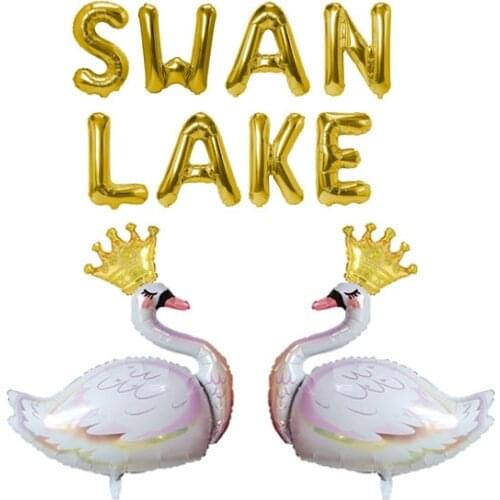 Swan Lake Banner Foil Balloon Swan Princess Birthday Party Decoration Baby Shower Bridal Shower Baby Photo Prop Valentines
