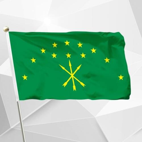Russia Adygea Flag 90x150cm 3x5ft 120g 100D Polyester Double Stitched High Quality 60x90cm 21x14cm Banner