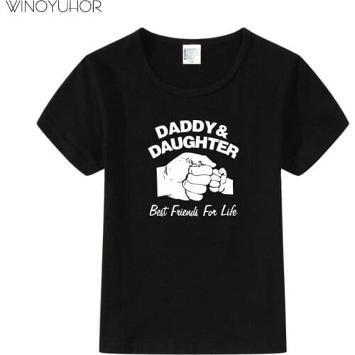 Daddy And Daughter Best Friends For Life Print T Shirt Children Birthday Gift T-shirt Baby Girls Tops Tee Summer Kids Clothes