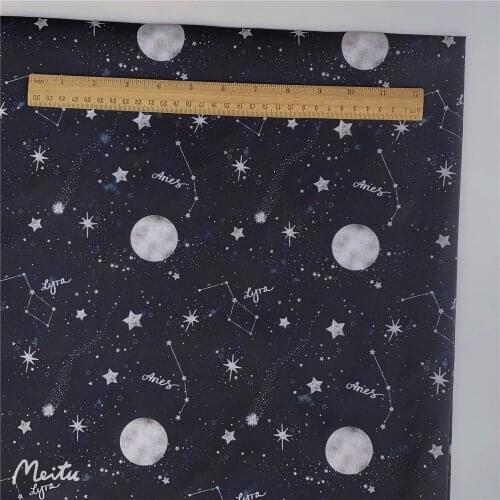 Moon stars constellation Polyester Cotton Fabric for Tissue Kids Home Textile Sewing Quilting Patchwork Tilda Dress decoration