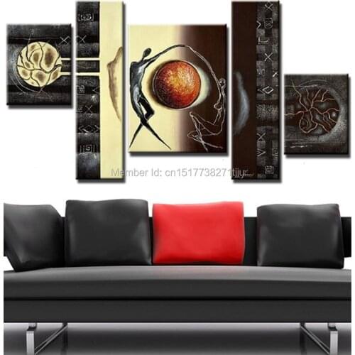 Hand Painted canvas oil painting Abstract Canvas Wall Art 5Pcs Home Decor Picture Sets large cheap canvas art for living room