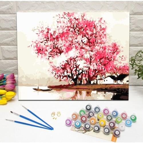 Framed Misty Rain Oil Painting by Number Hand Painted Canvas Wall Art For Living Room Decoration Wall Art 40x50cm Unique Gift