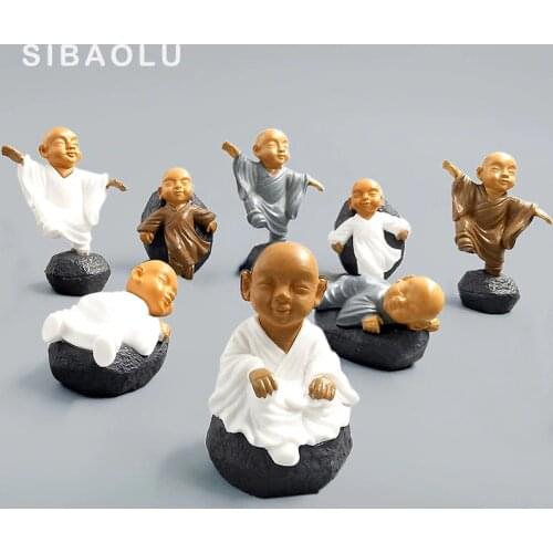 Chinese Feng Shui Wealth Monk Figurine Bonsai Home Decor Miniature Fairy Garden Decoration Accessories Modern Resin Craft Statue