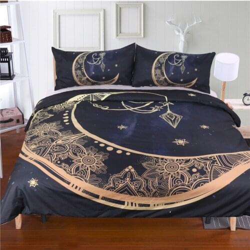 Moon Pendant Pattern Home Textile Quilt Cover with 2 Pillowcase 3D Printing Fashion Bedding 3 Pcs Set and Sheet