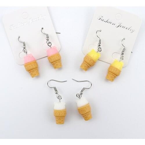 Summer Cartoon 3D Ice Cream Cone Drop Earrings for Women Fashion Accessories Girl Handmade Personality Dangle Earrings Jewelry