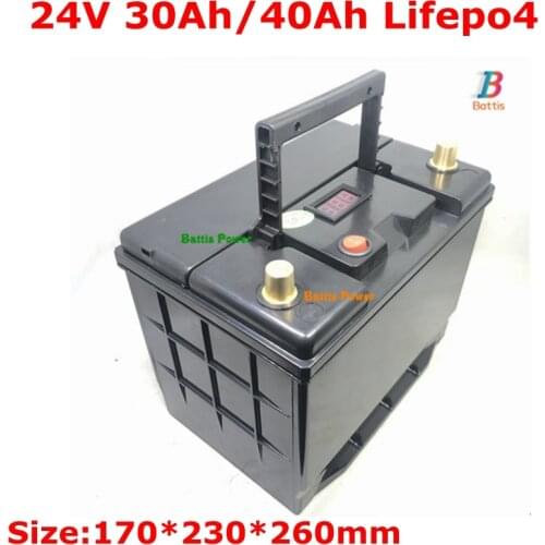 Lifepo4 24V 40AH Battery 24V 30ah lifepo4 lithium baterias BMS for 1000w Outdoor Backup Power EV inverter solar + 5A Charger