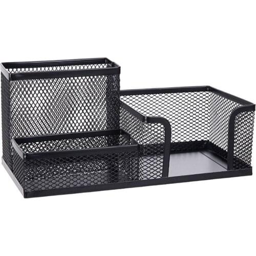 Metal Desktop Pen Holder Office Storage Box Pencil Desk Mesh Organizer JAN88