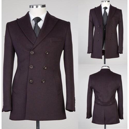 Handsome Classic Men Tuxedos Double Breasted Vintage Coat With Belt Wedding Party Prom Club Casual Daily Jacket Blazer 1 Piece
