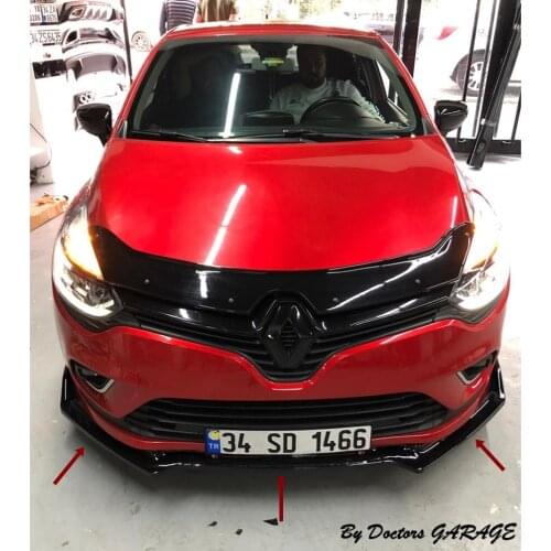 Front Bumper Attachment For Renault Clio 4 2012 2013 2014 2015 2016 2017 2018 2019 Glossy Black Lip Diffuser Auto Car Accessory