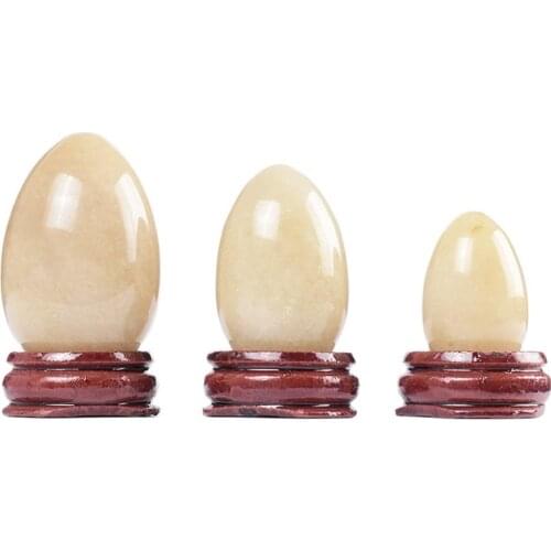 Natural Stone Yellow Jade Eggs Kegel Exercise Tools Crystal Quartz Undrilled Yoni Ball Pelvic Floor Muscle Vagina Health Care