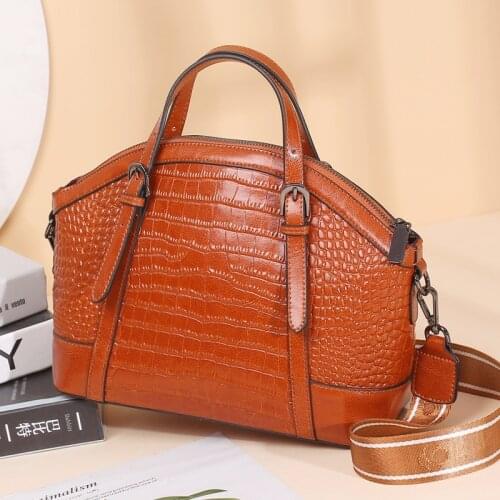 2021 New Leather Womens Handbag Fashion Crocodile Pattern Shell Portable Tote Bag Portable Slung Shoulder Bags Cowhide Ladies