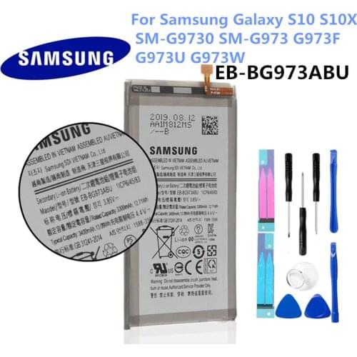 Genuine Battery EB-BG973ABU for Samsung Galaxy S10 S10X SM-G973 G973F G973U G973W G9730 Cellphone Batteria 3300mAh Akku +Tools