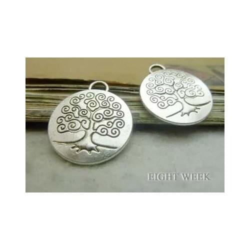 Zinc alloy pendant jewelry accessories diy handmade material charms ancient silver 23 * 27 mm round the tree