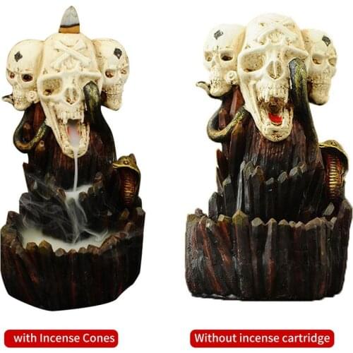 Resin Incense Burner Backflow Skull Rockery Waterfall Incense Holder Contains A Small Packet Of Incense Grains, About 10 Grains