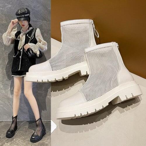 Hollow Womens Boots, Womens Thick-soled Sandals, Breathable Martin Boots, Summer Thin Section, Increase Womens Boots