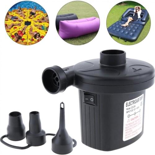Portable US 110V DC 12V Replaceable Dual Purpose Air Pump Electrical Suction / Inflatable pump with 3 Nozzles for Car / Home