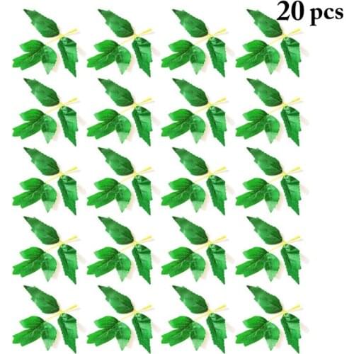 20 Pcs/Set Realistic Faux Green Leaves Decoration Lifelike Artificial Leaves Stems Ornament For Wedding Party Living Room