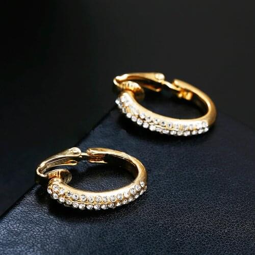 New Arrival Creative High-grade Elegant Crystal Clip on Earrings Without Piercing Gold Ear Clip Wedding Party Earrings for Women