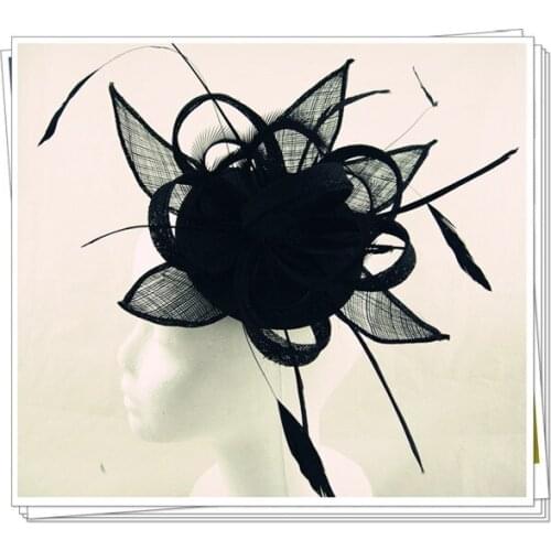 Sinamay Fascinator Hats Good Bridal Wedding Hats Cocktail Hat Very Nice Autumn Black Millinery Vintage 15 color available MSF177