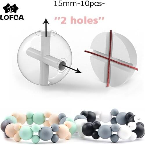 LOFCA 15mm 10pcs/Lot 4holes Silicone Beads Food Grade Teether Round Beads Baby Chewable Teething Beads Silicone Teether For Diy