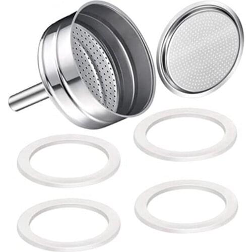 For Moka Coffee Machine Replacement Funnel Kits Compatible with Moka Express,1 Stainless Steel Replacement Funnel(9-Cup)