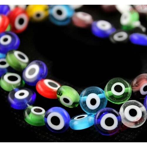 Fctory Price Hot sale 6mm Evils Eye Lampwork Glass Beads Flat Round Disk Shape Mixed Colors Bead for Jewelry Making & DIY Craft