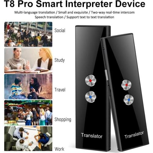 T8 Pro Portable Intelligent Voice Translator40 Languages Two-Way Real Time Instant Voice Translator APP Bluetooth Multi-Language