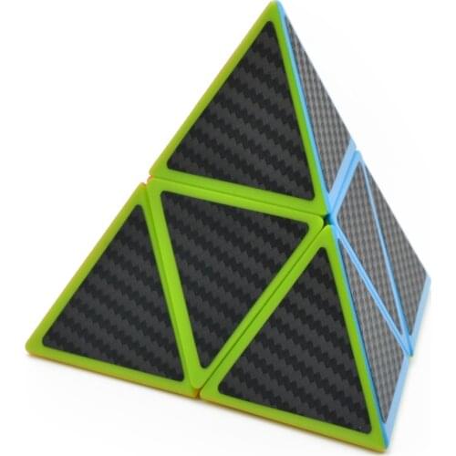 Carbon Fibre Sticker Pyramid Tetrahedron Triangle 2x2x2 10cm Speed Magic Cube Twist Puzzle Toy Brain Teaser IQ Game 2x2 Smooth