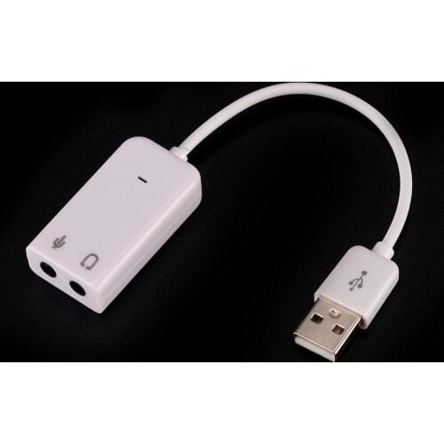 USB 2.0 Virtual 7.1 Channel External USB Audio Sound Card Adapter Sound Cards White For Laptop PC Mac With Cable 3D High Quality