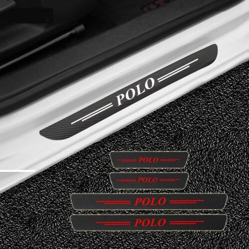 Carbon Fiber Car Door Sill Protector Decal Stickers for Volkswagen VW Polo MK4 MK5 MK6 MK7 9n 6r GTI 2021 2020 2019 Accessories