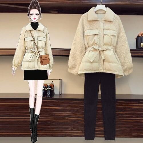 Make new winter lambs wool cotton-padded jacket coat female bread served long cotton-padded clothes in the ins